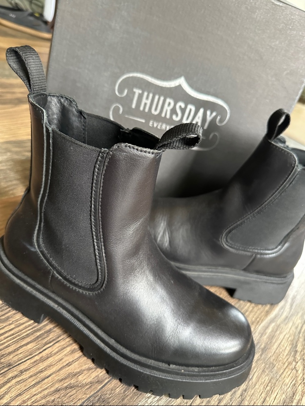Thursday Boot Company Black Leather Chelsea Combat Boots